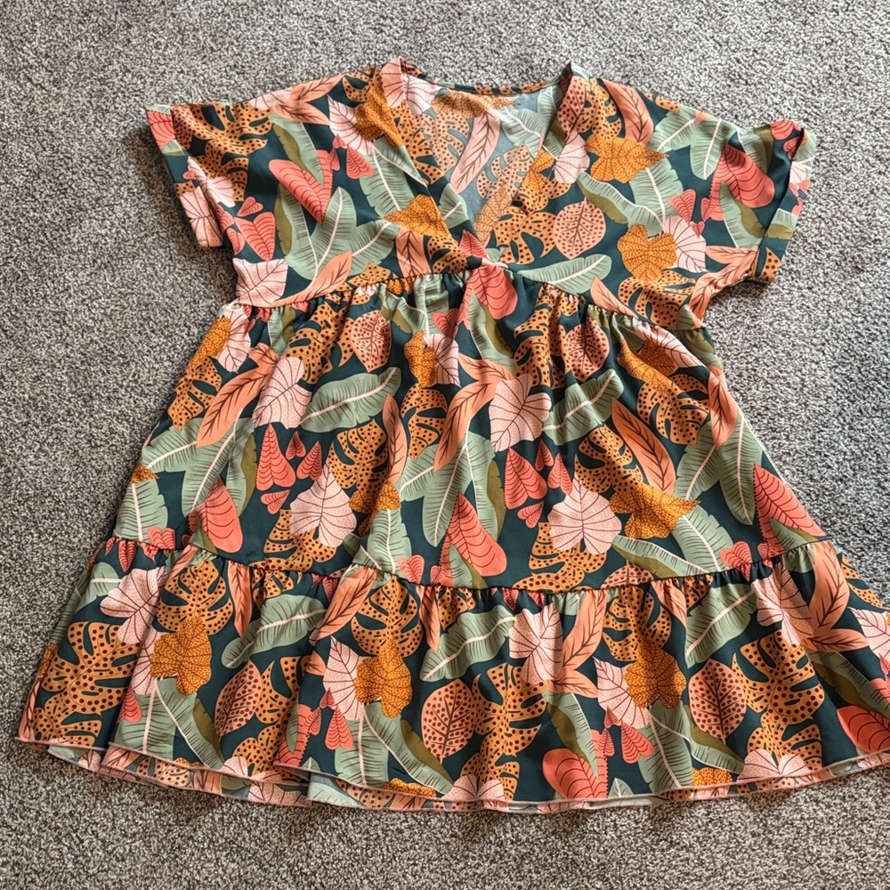 SHEIN Multicolor Leaf Print Dress